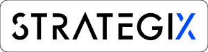 Logo strategix con testo nero in grassetto, due frecce blu che formano la lettera "X", che rappresenta Soluzioni di Intelligenza Artificiale.
